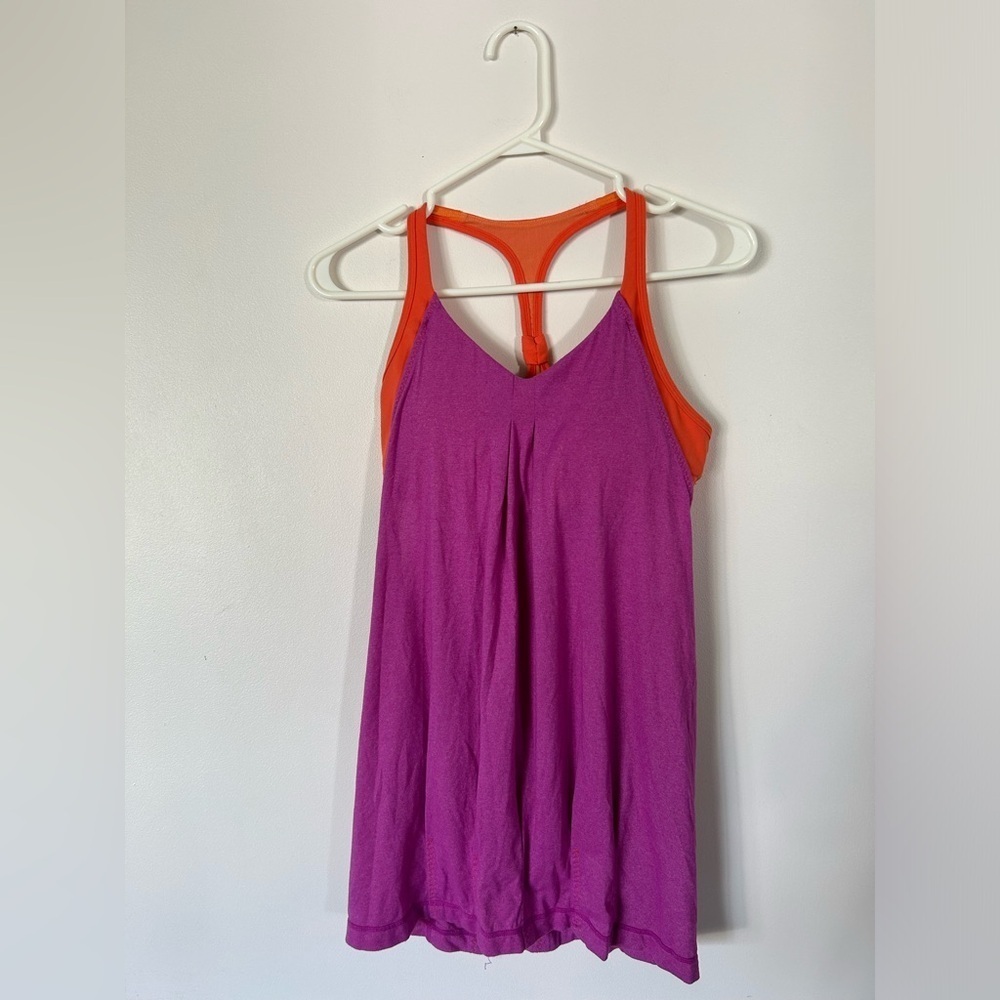 Lululemon Practice Freely TankPink And Orange Size 8